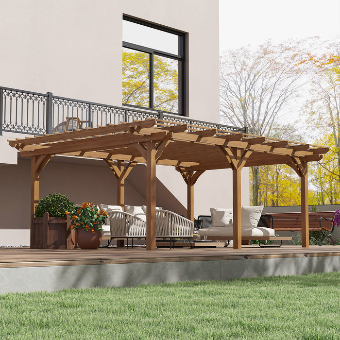 12' x 16' Outdoor Pergola Grape Trellis, Wood Gazebo with Stable Structure for Garden, Patio, Backyard, Deck