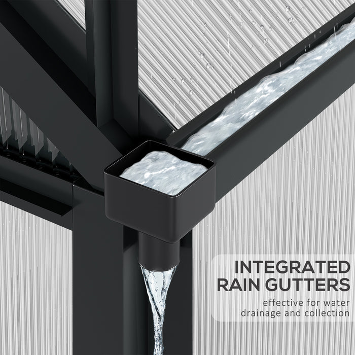 6' x 8' x 7' Polycarbonate Greenhouse, Outdoor Aluminum Walk-in Greenhouse Kit with Vent and Door for Backyard Garden, Gray