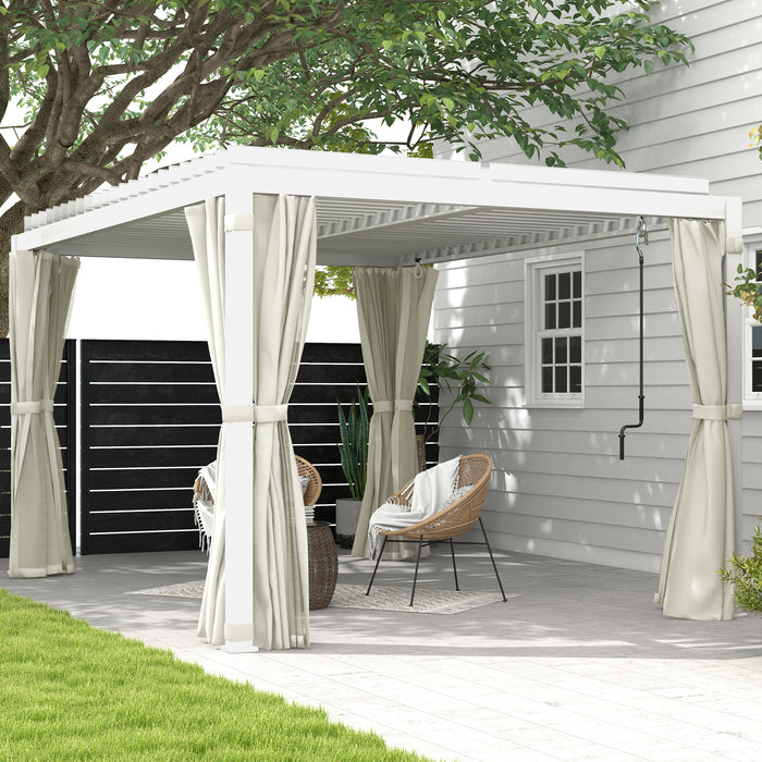 10x13 Aluminum Pergola, with 2 Adjustable Louvred Roofs,Curtains and Nettings, UV-Fighting and Waterproof, for Patio, Cream