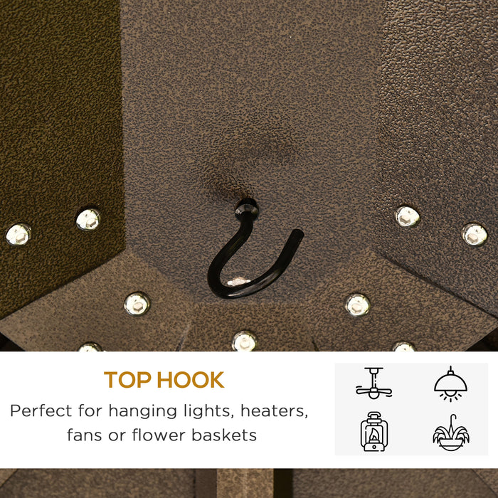 Outsunny Permanent Metal Retreat: 10'x12' Hardtop Gazebo with Netting Curtains, Brown Roof Canopy for Gardens