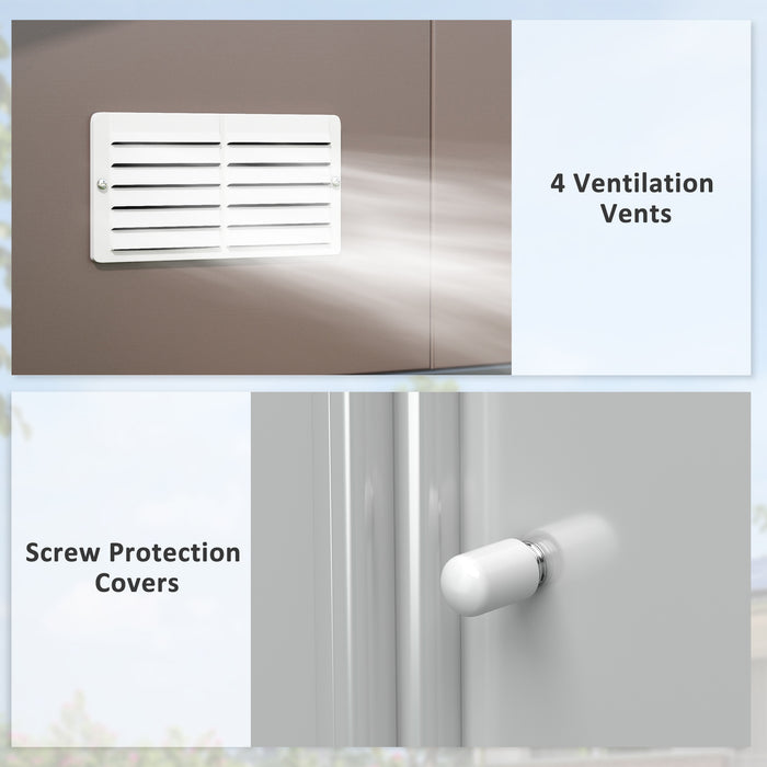 Outsunny Outdoor Storage Shed 11x9 with Foundation Sliding Doors Vents Brown for Backyard Patio