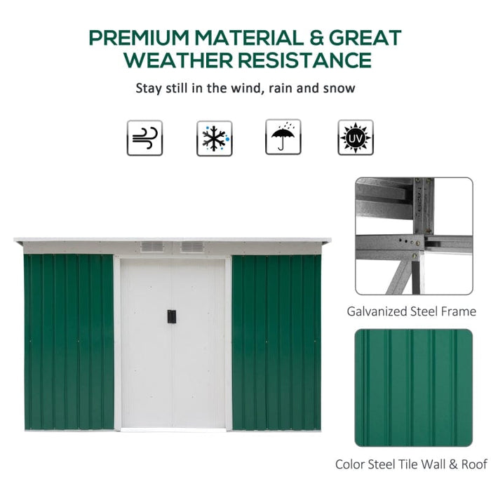 9' x 4.5' x 5.5' Outdoor Rust-Resistant Garden Storage Shed - 845-032