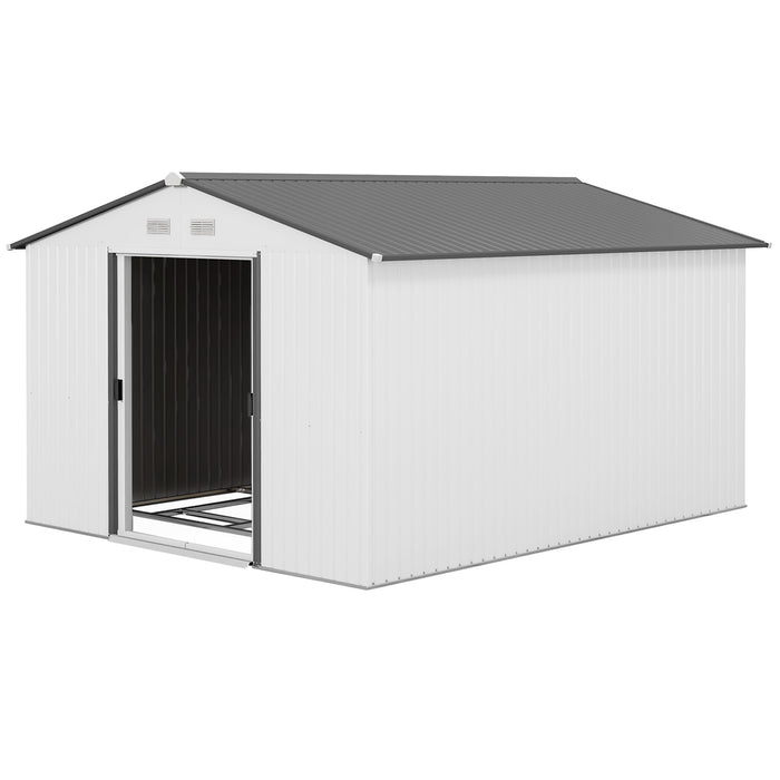 Outsunny Outdoor Tool Shed: 11x9' Metal with Sliding Doors & Vents for Patio/Backyard
