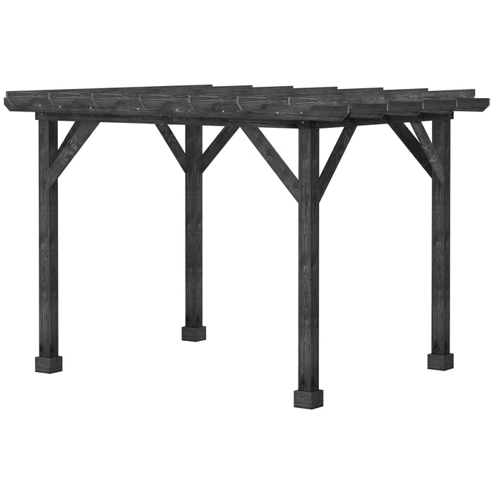 Outdoor 12'x10' Pergola Gazebo, 100% Wood Pergola Suitable for Patio, Deck, Garden, Gazebo, Perfect for BBQs, Parties, Picnics, Black