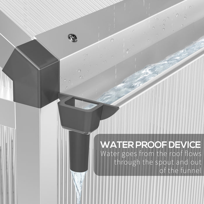 8' L x 6' W Walk-In Polycarbonate Greenhouse with Roof Vent for Ventilation & Rain Gutter, Hobby Greenhouse for Winter