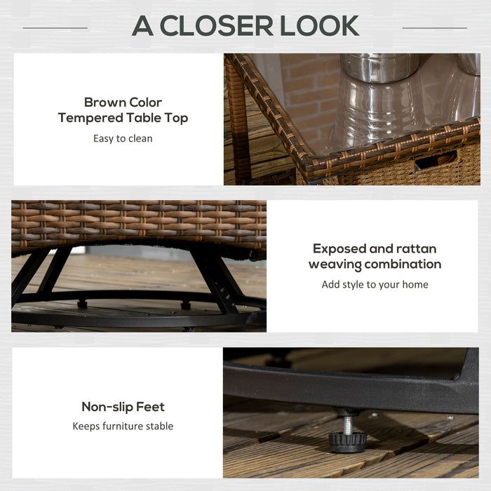 4pc Rattan Patio Set Outdoor Conversation with Swivel Rocking Chairs Cream