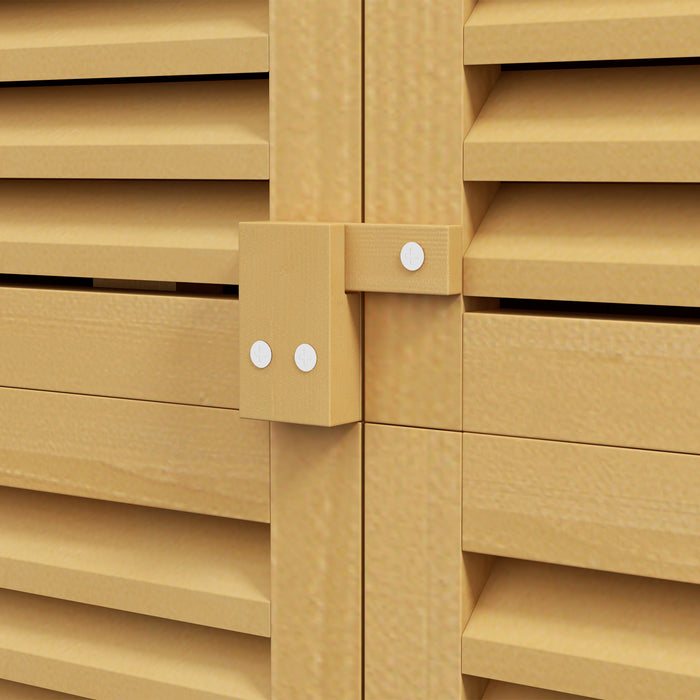 5' x 3' Wooden Garden Storage Shed with Asphalt Roof and 2 Large Wood Doors with Lock, Yellow