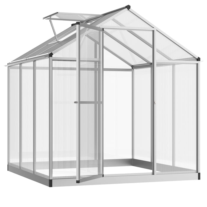 Greenhouse Portable Walk-In Greenhouse with Roof Vent and Rain Gutter for Plants, Herbs and Vegetables - 6' L x 6' W x 6.4' H