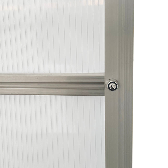 8' x 6' Aluminum Greenhouse Polycarbonate Walk-in Garden Greenhouse Kit with Adjustable Roof Vent, Rain Gutter and Sliding Door for Winter