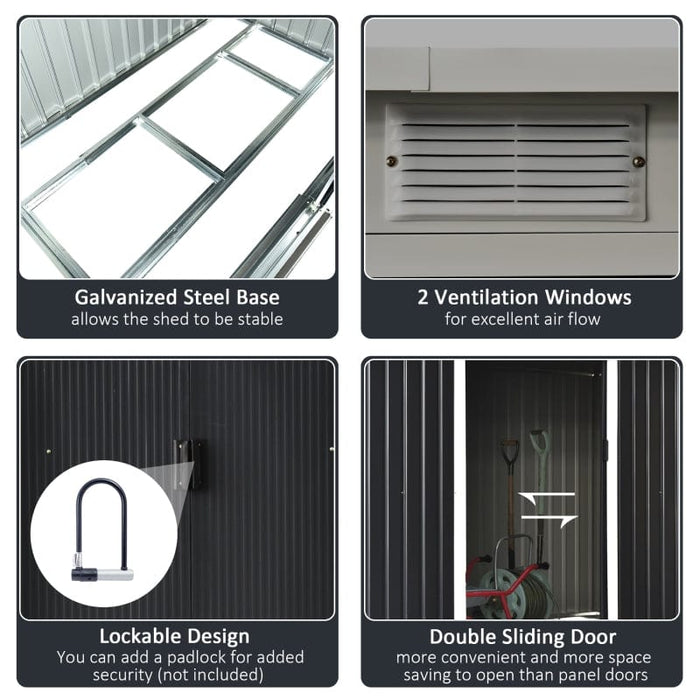 9' x 4.5' x 5.5' Outdoor Rust-Resistant Metal Garden Vented Storage Shed - 845-032CG