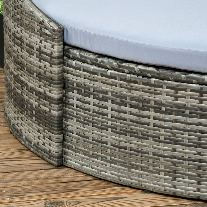 Outsunny Rattan Daybed with Canopy, Convertible Sectional, Light Grey for Outdoor Use