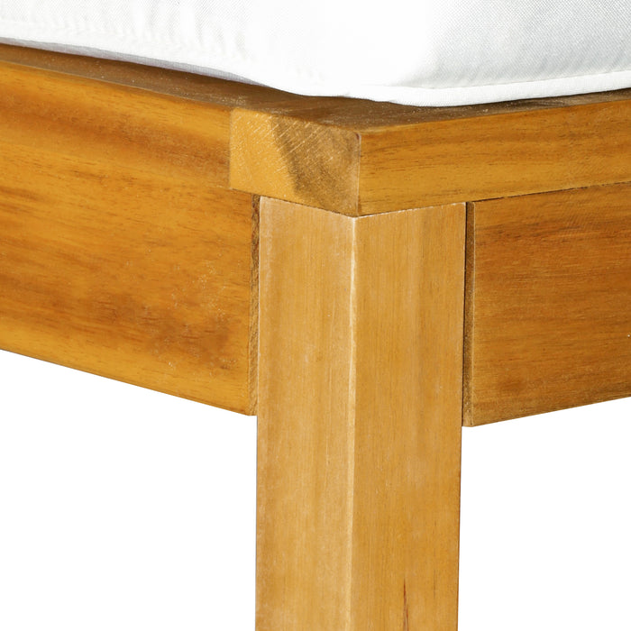 6-Piece Wooden Patio Sofa Sectional Set with Modular Design, Coffee Table, & 8 Pillows Included, Cream White