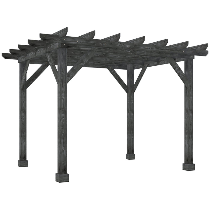 Outdoor 12'x10' Pergola Gazebo, 100% Wood Pergola Suitable for Patio, Deck, Garden, Gazebo, Perfect for BBQs, Parties, Picnics, Black