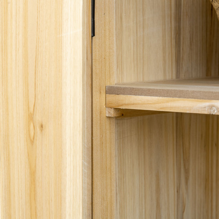 Garden Tool Shed Outdoor Storage Cabinet Galvanized Top 2 Shelves Natural