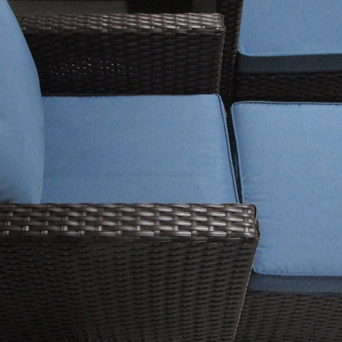 5-Piece Patio Furniture Set with PE Rattan Three-Seater Sofa, Armchairs, Footstools, Cushions, Deep Coffee